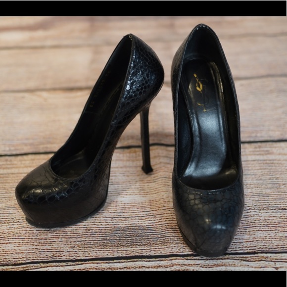 YSL Womens Snake Skin Pump in Black - Picture 2 of 6